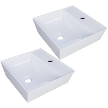 Imagem de Kit 02 Cubas de Apoio Angular Quadrada Para Banheiro Lavabo Volcano C01 AQ33W Branco - Lyam