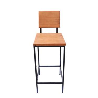 Imagem de Cadeira Quadrada Alta Ferro e Madeira - Minas Artesanato