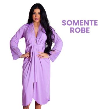 Imagem de Robe Roupão Longo Com Detalhes em Renda Elegante Romantic Lingerie Fem