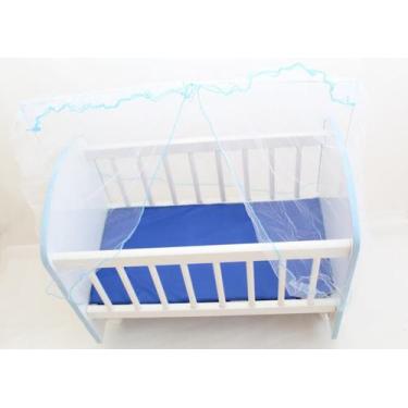 Imagem de Berço Boneca Até 67cm Rodízios Véu Ideal Reborn azul - BEN7