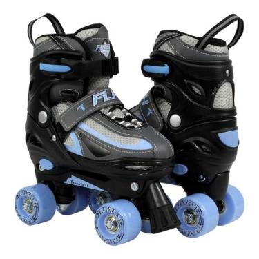 Imagem de Patins Traxart Infantil Flash Quad Preto/Azul - 54mm ABEC-7, M (32 ao 