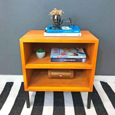 Imagem de Mesa Lateral Prateleira com pé Style de Ferro e Madeira Industrial Car