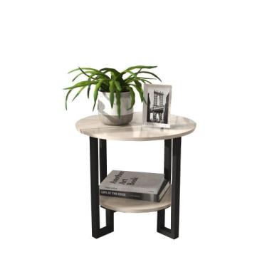 Imagem de Mesa Lateral Tulipa 2 Tampos com Pés de Ferro - Off White - Nosso Sonh