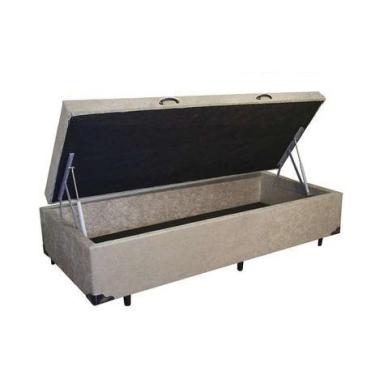 Imagem de Base Cama Box Baú Solteiro RC Sono Leve 42x88x188, Suede, Bege, Suede