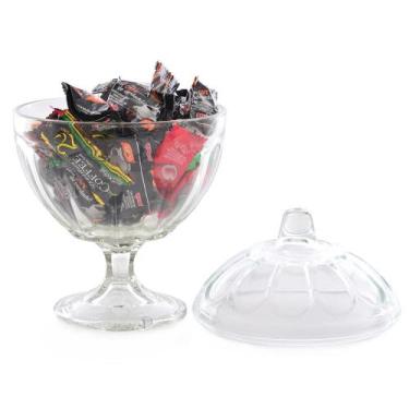 Imagem de Bomboniere de Vidro Compoteira com Base e Tampa 500ml 13cm - Wincy Cas