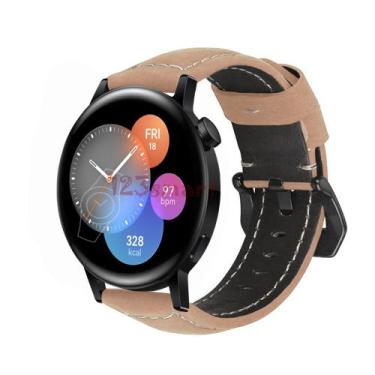 Imagem de Pulseira de Couro para Smartwatch GT3 42mm GT3 46mm - 123Smart, Bege, 