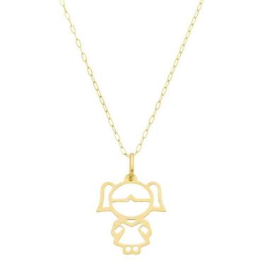 Imagem de Cordão Corrente 45cm Bailarina Pingente Menina De Ouro 18k - DR Joias