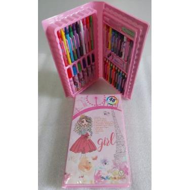 Imagem de Kit Estojo Material Escolar Infantil Para Pintura Maleta Com 48 Peças 