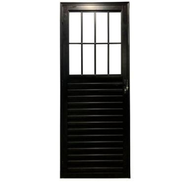 Imagem de Porta social 2,10x80 lado DIREITO no alumínio preto - Comercial Pais e