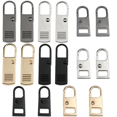 Imagem de Create idea 16 peças de substituição de puxadores de zíper de liga de zinco de metal kit de reparo universal com zíper para roupas, jaqueta, jeans, calças, mochila