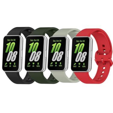 Imagem de SZBAMI Pacote com 4 pulseiras de relógio compatíveis com Samsung Galaxy Fit 3, pulseiras de substituição de silicone macio, acessórios para Samsung Galaxy Fit 3 para mulheres e homens