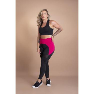 Imagem de Conjunto Fitness Feminino Calça Legging Cintura Alta Com Detalhe E Top