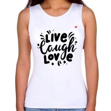Imagem de Regata Feminina Live Laugh Love - Foca na Moda, Branco, G