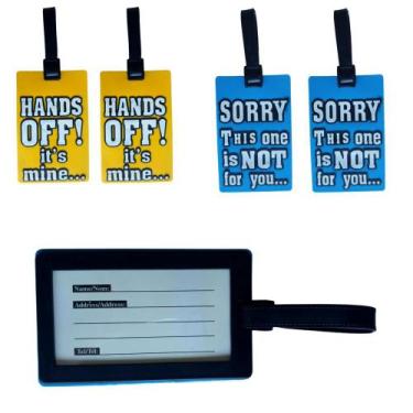 Imagem de Kit Com 4 Tags Identificador De Bagagem Emborrachadas 10,5x7cm - PAPEL