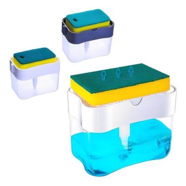 Imagem de Dispenser Sabão P/ pia  Cozinha  2x1 Porta Bucha Esponja - ZEM