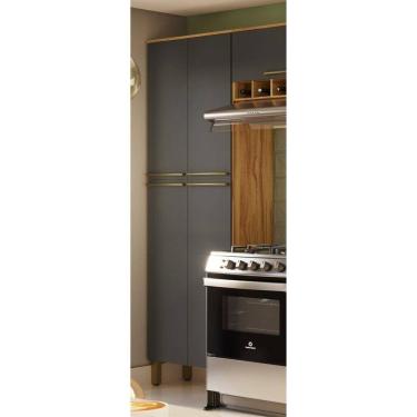 Imagem de Paneleiro Duplo com 4 Portas 100% Mdf Itália Amêndoa/Cinza