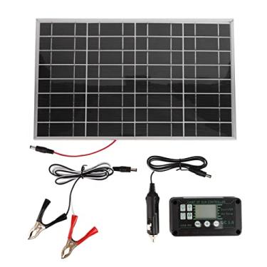 Imagem de Painel Solar, Módulo de Painel de Carga Solar de Silício Policristalino de 30 W, Carregador de Energia Com Controlador 40A para Carro, Rv, Barco Marinho