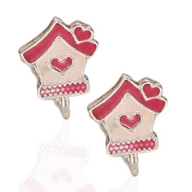 Imagem de Brinco de Pressão Infantil BP - Casinha Rosa | Banhado a Ouro ou Prata I Produto Brasileiro (Ouro)