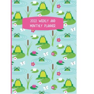 Imagem de 2022 Weekly And Monthly Planner: Cute Frog Organizer With 8.5" x 11" Two Page, Side-By-Side Spreads for Each Week And Month, Year-At-A-Glance Grids ... Year January 1, 2022 - December 31, 2022