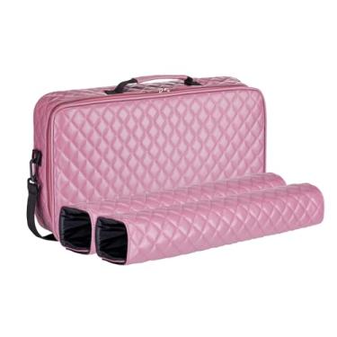 Imagem de C&H Solutions “Purple Pink”Elegant Quilted PU Leather Mahjong Carrying Bag with Zippered Storage Pocket, Durable Handles, and Adjustable Shoulder Strap, Bag Only (No Accessories Included)
