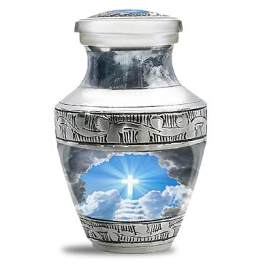 Imagem de Love Life Beyond pequena urna de cremação de lembrança para cinzas humanas, pequenas urnas escada para o céu - mini urnas de cremação cruzada para cinzas urnas funerárias - urnas de lembranç