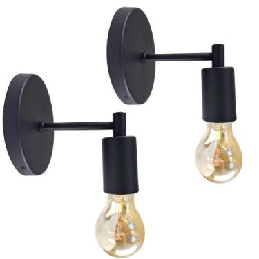 Imagem de Kit 2 Luminárias De Parede Arandela Abajur Cama Sala Preto - Geral