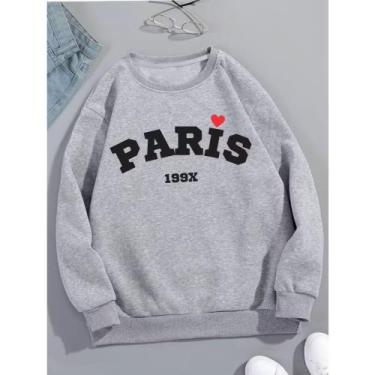 Imagem de Blusa Moletom Gola Redonda Paris - Kesdey Confeccoes, Cinza, M