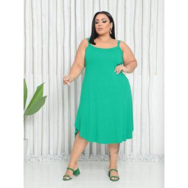 Imagem de Vestido Feminino Plus Size de Alça Longo Soltinho Verão em Tecido Visc