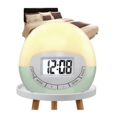 Imagem de Relógio Digital com Alarme e Luz Despertadora Rádio FM Cabo USB ou Pil