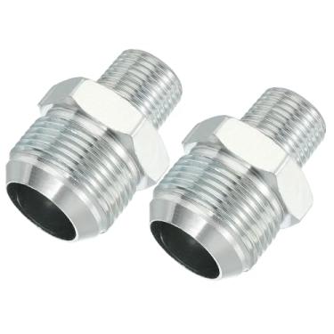 Imagem de PATIKIL Conectores de mamilo redutores hexagonais adaptador de tubo 1-5/40.6 cm macho 37° Flare JIC x 1/5.1 cm macho NPT, pacote com 2 adaptadores de bocal redutor de encaixe de tubo encaixe
