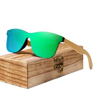 Imagem de Óculos de Sol Masculino Artesanal Bambu Kingseven Proteção Polarizados