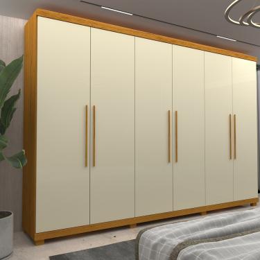 Imagem de Guarda Roupa Casal com Pés 6 Portas 100 MDF Absolut New Gelius - Naturale/Off White