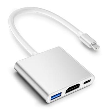 Imagem de Adaptador USB C para HDMI, adaptador HDMI 4K para USB-C com 100W PD e porta USBA 3.0 Hub adaptador multiportas compatível com MacBook Pro/Air, iPad Pro/Air, Dell XPS, iPhone 15 Pro/Max, Android e mais