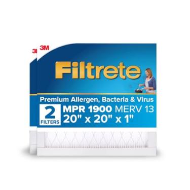 Imagem de Filtrete 50 x 50 x 20 x 1, filtro de ar para fornalha AC, MPR 1900, Healthy Living Ultimate Allergen, pacote com 2 (dimensões exatas 50 x 50 x 0,78)
