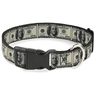 Imagem de Buckle-Down PC-W30001-WS 100 notas de dólar colar com clipe de plástico, largo pequeno/33-45 cm