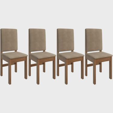Imagem de Caixa 4 Un Cadeira Encosto Estofado Zamarchi Suede Canela Cacau