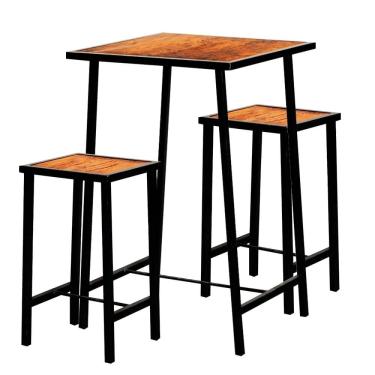 Imagem de Conjunto Mesa Bar Bistrô Madeira Industrial Imbuia Com 2 Bancos