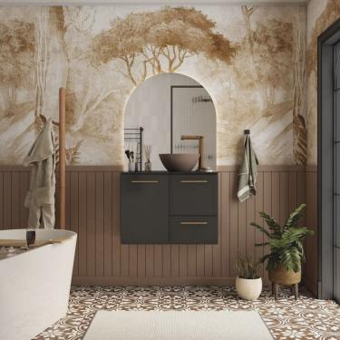 Imagem de Gabinete para Banheiro em Aço com Tampo de Vidro