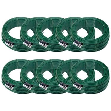 Imagem de Kit c/ 10 Arame p/ Tela Revestido Pvc 1kg Verde Bwg16 1,65mm