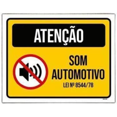 Imagem de Kit 5 Placa Atenção Som Automotivo Lei Amarela - Sinalizo
