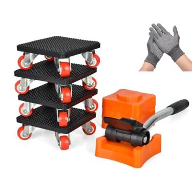 Imagem de ENUIHNDE Transportadores De Móveis Com Rodas, Rotação 360°, Conjunto Ferramentas Para Movimentação Pesados, Carrinho Fácil Eletrodomésticos, Sofás, Mesas, Geladeiras, Armários, Carga 800 Libras