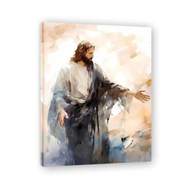 Imagem de Arte de parede Jesus Cristo Leve Vida Filho de Deus Pôster Católico Cristão Senhor Pintura Religiosa Imagem Bíblia para Sala de Estar Igreja Pinturas Modernas Arte Decorativa 65 x 50 cm