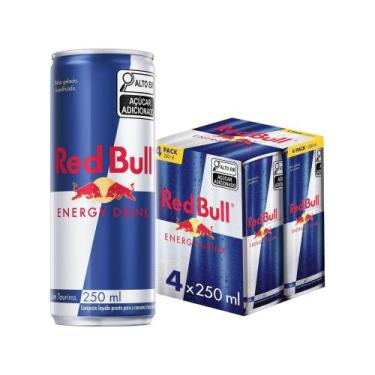 Imagem de Bebida Energética Red Bull Energy Drink 250ml - 4 Unidades