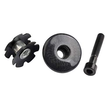 Imagem de Yaruijia Bicycle Fone de ouvido de fibra de carbono Top Cap Star Porca Parafuso de titânio para garfo 3,8 cm, Glossy,Black