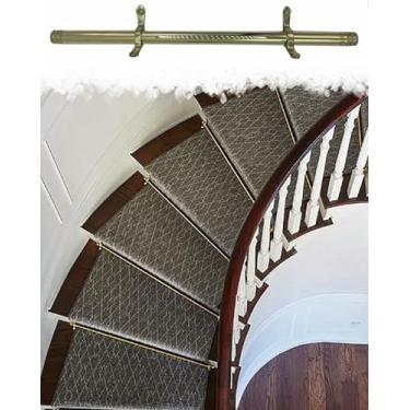 Imagem de LGEOELIAS Varões de escada de latão, varão de carpete de escada, decoração de carpete de escada interna, haste de cobertura de piso de escada antiderrapante, residencial, haste de carpete de galeria