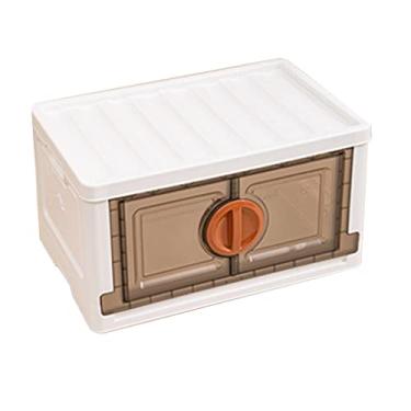 Imagem de Armários de armazenamento dobráveis com portas e alças que giram para bloquear, recipientes de armazenamento de plástico empilháveis, caixa de armazenamento tipo polia para quarto, sala de e
