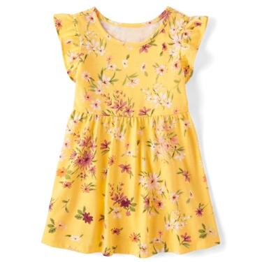 Imagem de The Children's Place Vestidos diários de manga curta para bebês meninas e crianças pequenas, Pudim de Banana, 9-12 Meses