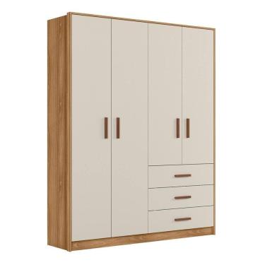 Imagem de Guarda Roupa Infantil Pérola 4 Portas E 3 Gavetas Nature-off White - Peternella Móveis Nature-off White