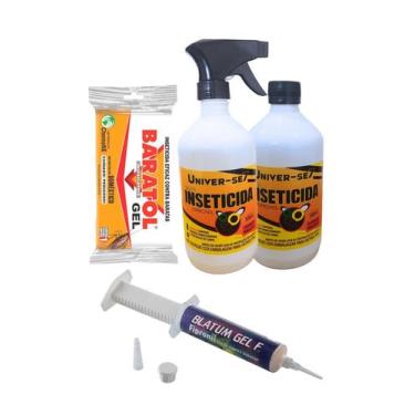 Imagem de Kit Dedetização contra Baratas -2 Inseticidas Univer-se7+1Gel Baratol 