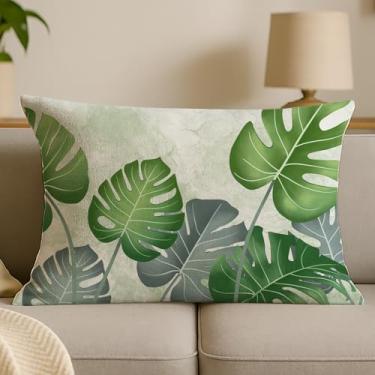 Imagem de Escape to The Tropics with Our Lush Green Leaves Pillow Covers | Impressões HD vívidas, tecido estruturado parecido com linho, para uma reforma de casa deslumbrante (30,5 x 50,8 cm, RDZW-P)
